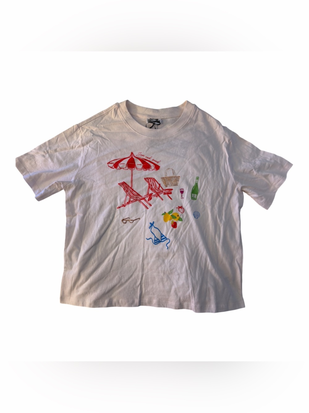 Future Collective White Graphic Beach Print T-Shirt NWT